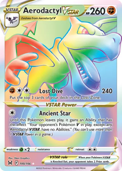 Aerodactyl VSTAR 199/196 Rainbow Rare from Lost Origin