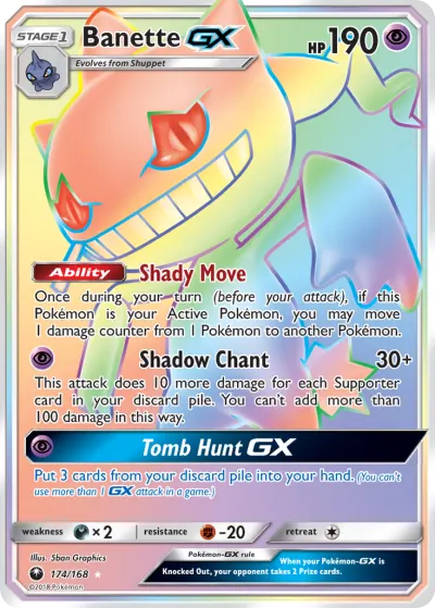 Banette-GX 174/168 Rainbow Rare from Celestial Storm