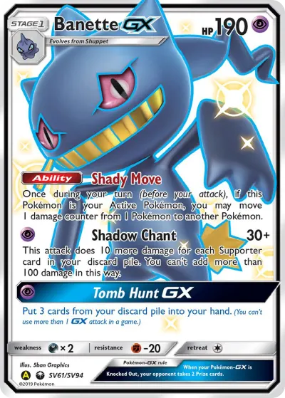 Banette-GX SV61/SV94 Shiny Rare GX from Hidden Fates
