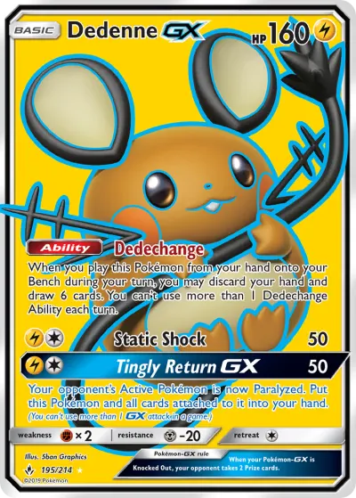 Dedenne-GX 195/214 Ultra Rare from Unbroken Bonds