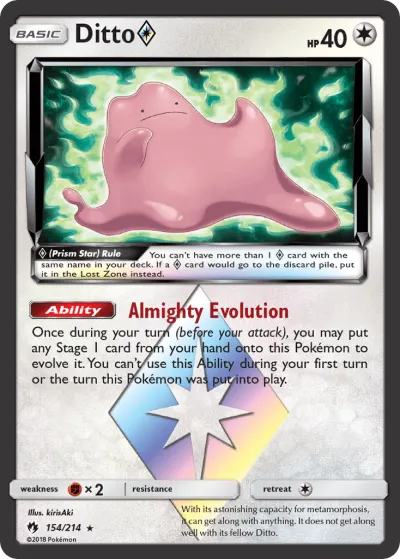 Ditto ◇ 154/214 Rare Prism Star from Lost Thunder