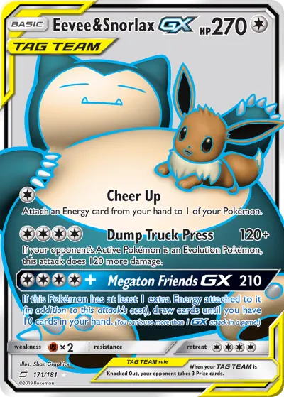 Eevee & Snorlax-GX 171/181 Ultra Rare from Team Up