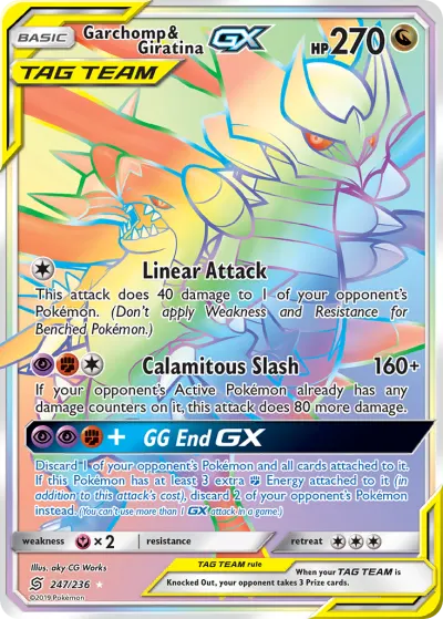 Garchomp & Giratina-GX 247/236 Rainbow Rare from Unified Minds