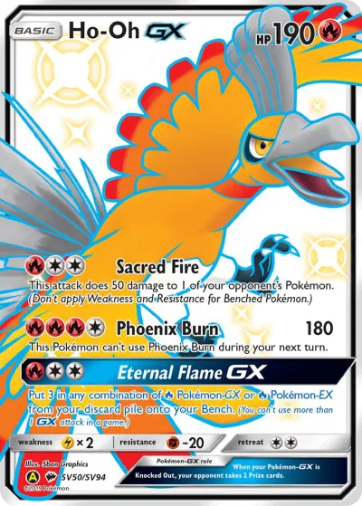 Ho-Oh-GX SV50/SV94 Shiny Rare GX from Hidden Fates