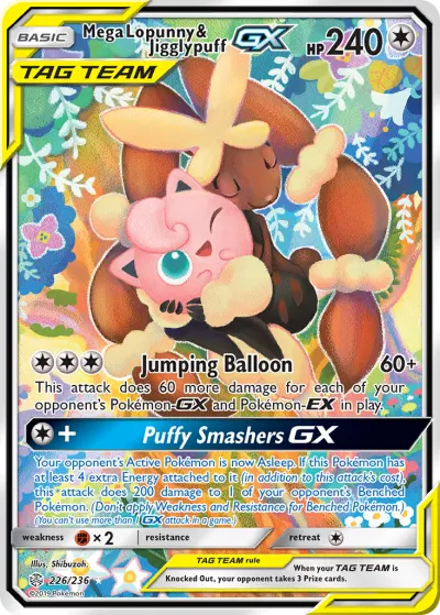 Mega Lopunny & Jigglypuff-GX 226/236 Ultra Rare from Cosmic Eclipse