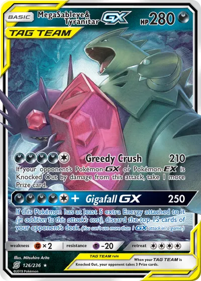 Mega Sableye & Tyranitar-GX 126/236 Rare Holo GX from Unified Minds