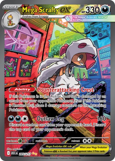Mega Scrafty ex 285/217 Special Illustration Rare from Ascended Heroes
