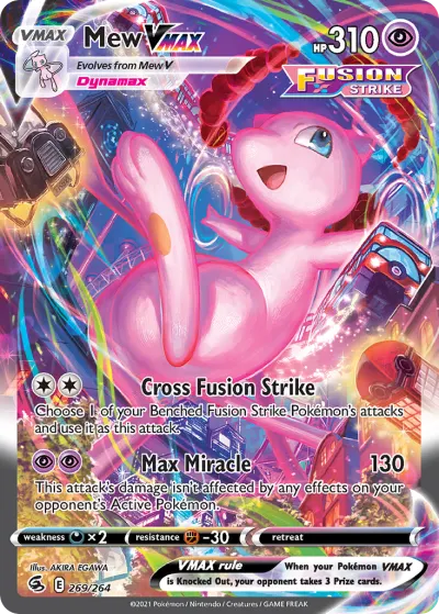 Mew VMAX 269/264 Rainbow Rare from Fusion Strike