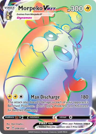 Morpeko VMAX 204/202 Rainbow Rare from Sword & Shield Base