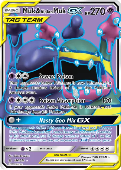 Muk & Alolan Muk-GX 196/214 Ultra Rare from Unbroken Bonds