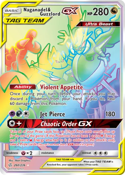 Naganadel & Guzzlord-GX 260/236 Rainbow Rare from Cosmic Eclipse