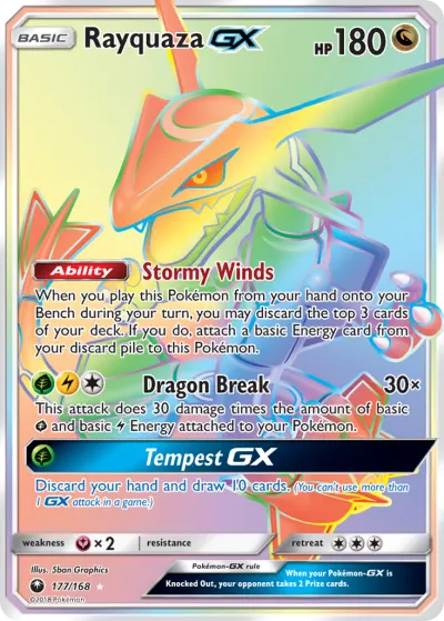 Rayquaza-GX 177/168 Rainbow Rare from Celestial Storm