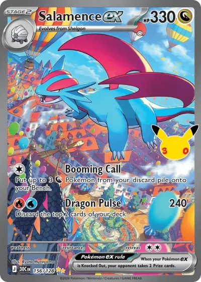 Salamence ex 156/128 Special Illustration Rare from 30th Celebration