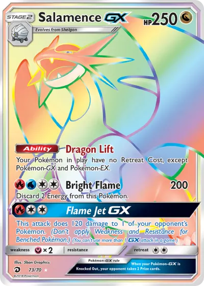 Salamence-GX 73/70 Rainbow Rare from Dragon Majesty