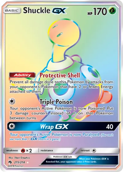 Shuckle-GX 215/214 Rainbow Rare from Lost Thunder