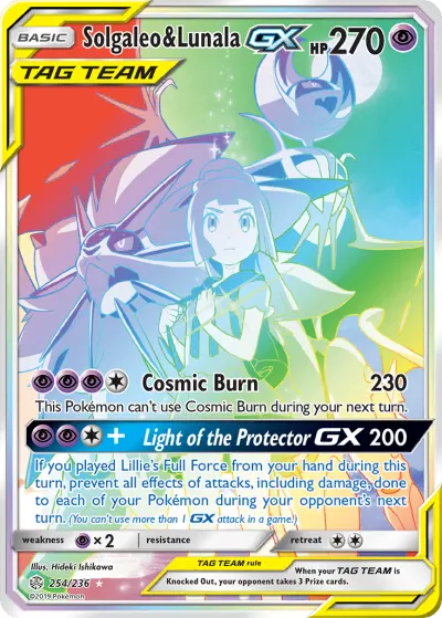 Solgaleo & Lunala-GX 254/236 Rainbow Rare from Cosmic Eclipse