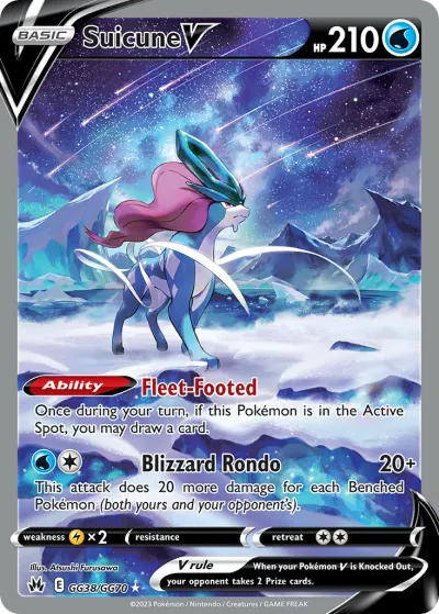Suicune V GG38/GG70 Rare Holo V from Crown Zenith