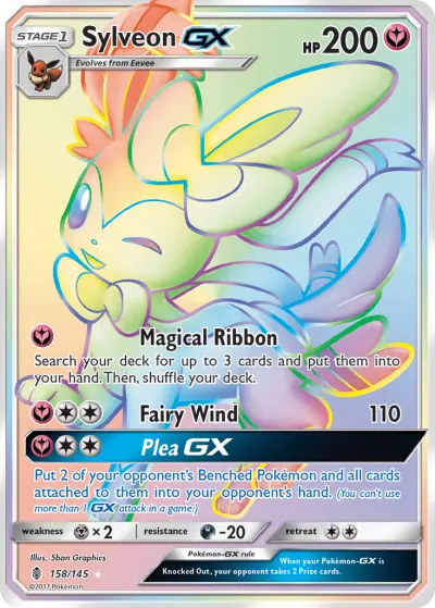 Sylveon-GX 158/145 Rainbow Rare from Guardians Rising
