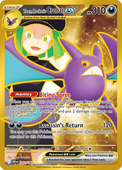 Team Rocket's Crobat ex 242/182 Hyper Rare from Destined Rivals
