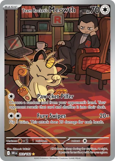 Team Rocket's Meowth 203/182 Illustration Rare from Destined Rivals