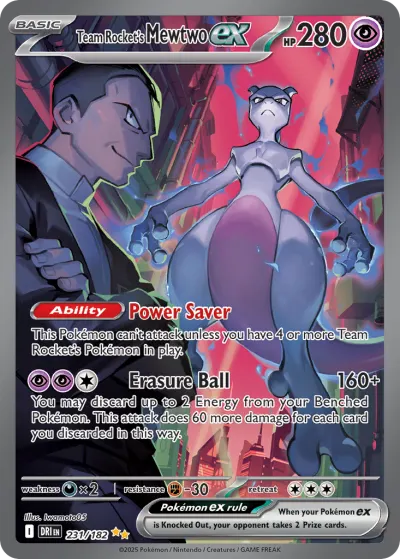 Team Rocket's Mewtwo ex 231/182 Special Illustration Rare from Destined Rivals