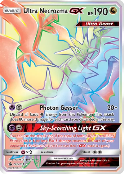 Ultra Necrozma-GX 140/131 Rainbow Rare from Forbidden Light