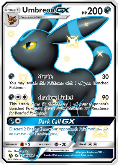 Umbreon-GX SV69/SV94 Shiny Rare GX from Hidden Fates