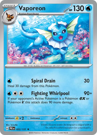 Vaporeon 022/131 Rare from Prismatic Evolutions