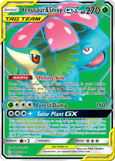 Venusaur & Snivy-GX 210/236 Ultra Rare from Cosmic Eclipse
