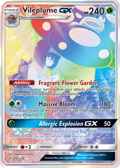 Vileplume-GX 250/236 Rainbow Rare from Cosmic Eclipse